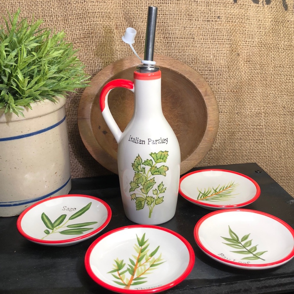 Oil Carafe Set Snacks Bread Herb Serving Set